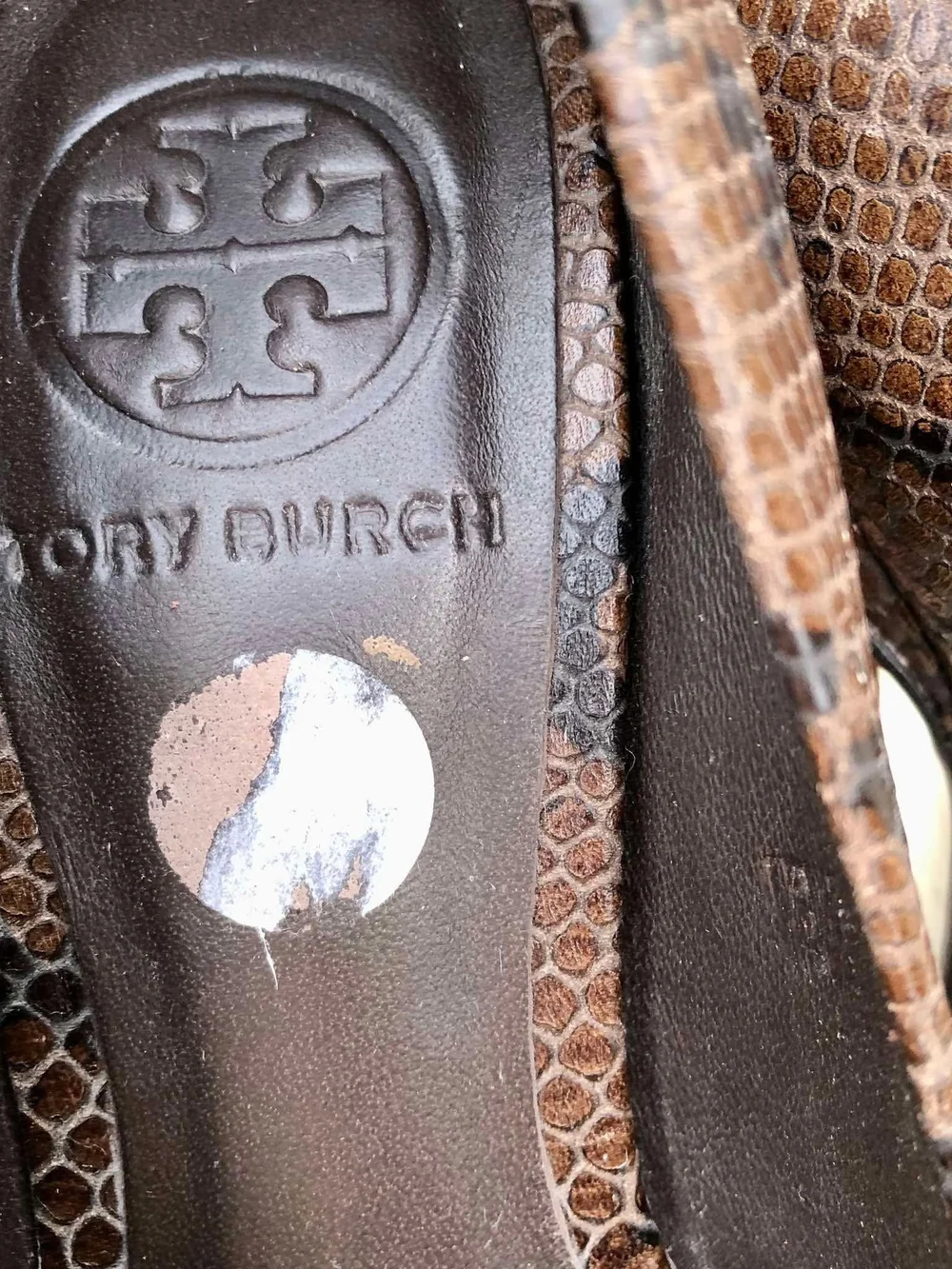 Tory Burch Jude snake-embossed leather platform pumps